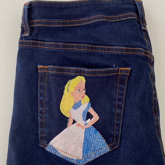 Rare Iceberg Disney Alice Embroidered Skinny Jeans Collectible Designer Denim 27 - Picture 15 of 16